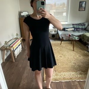 Talula Aritzia black open back skater dress knit